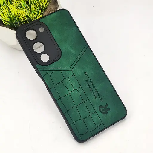[PO18BVIY04-23-11] Vivo Y04 4G|Y19e 4G 𝑹 We Lead Let others copy. WE Impossible made Possible, ---KM Leather Logo Back Case (Green)
