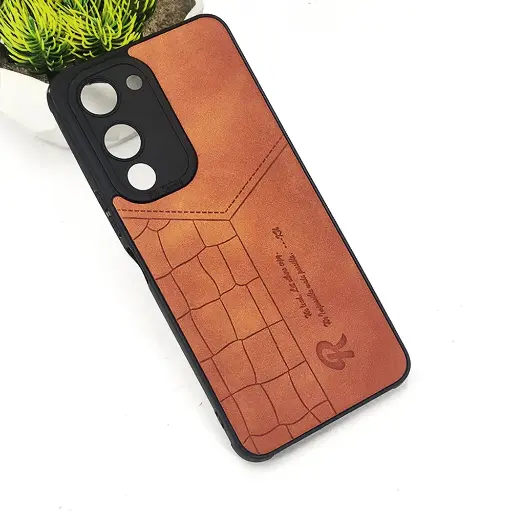 [PO18BVIY04-23-13] Vivo Y04 4G|Y19e 4G 𝑹 We Lead Let others copy. WE Impossible made Possible, ---KM Leather Logo Back Case (Brown)
