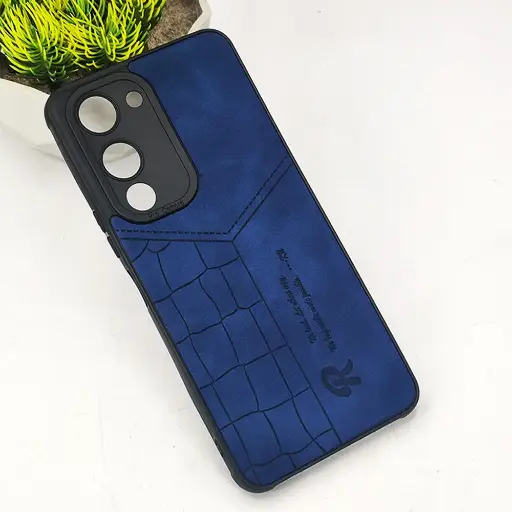 [PO18BVIY04-23-17] Vivo Y04 4G|Y19e 4G 𝑹 We Lead Let others copy. WE Impossible made Possible, ---KM Leather Logo Back Case (Navy Blue)