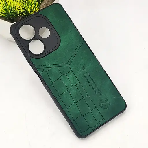 [PO18BOA5PR-23-11] Oppo A5 Pro 4G 𝑹 We Lead Let others copy. WE Impossible made Possible, ---KM Leather Logo Back Case (Green)