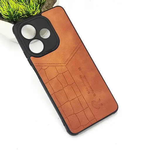 [PO18BOA5PR-23-13] Oppo A5 Pro 4G 𝑹 We Lead Let others copy. WE Impossible made Possible, ---KM Leather Logo Back Case (Brown)