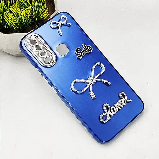 [PO8BVIY17-14-3] Vivo Y17|Y15|Y12|Y11 Fancy Chanel/Smile Mobile Back Case (Blue)