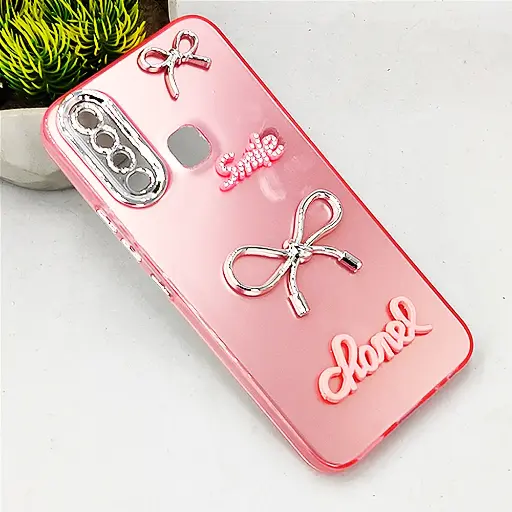 [PO8BVIY17-14-10] Vivo Y17|Y15|Y12|Y11 Fancy Chanel/Smile Mobile Back Case (Pink)