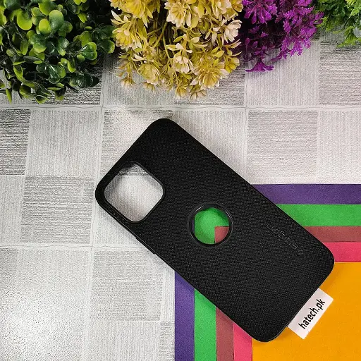 [PO32BIP15-16-2] iPhone 15 Spigen Hard Dotted Leather Back Case (Black)