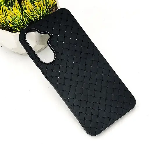 [PO14BSA26-52-2] Samsung Galaxy A26 5G  Woven With Leather Feel Soft Silicone Back Case (Black) 