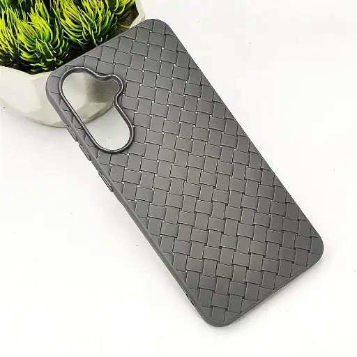 [PO14BSA56-52-36] Samsung Galaxy A36|A56 5G Woven With Leather Feel Soft Silicone Back Case (Natural Titanium)