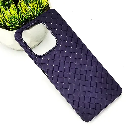 [PO14BOA5PR-52-12] Oppo A5 Pro 4G Woven With Leather Feel Soft Silicone Back Case (Purple)