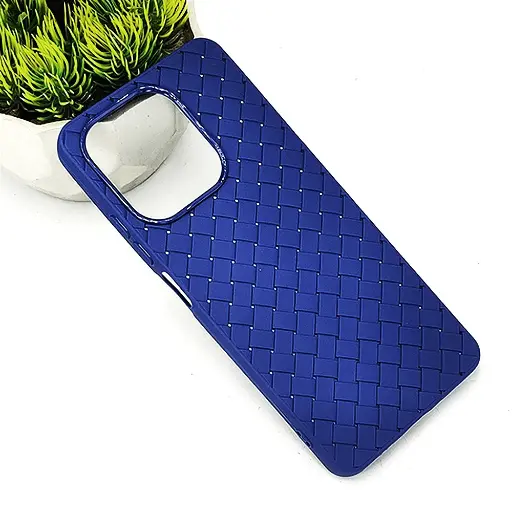 [PO14BOA5PR-52-17] Oppo A5 Pro 4G Woven With Leather Feel Soft Silicone Back Case (Navy Blue)