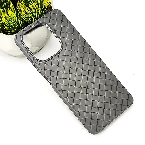 [PO14BOA5PR-52-36] Oppo A5 Pro 4G Woven With Leather Feel Soft Silicone Back Case (Natural Titanium)