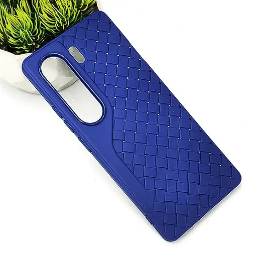 [PO14BTCMN40-52-17] Tecno Camon 40 4G Woven With Leather Feel Soft Silicone Back Case (Navy Blue)