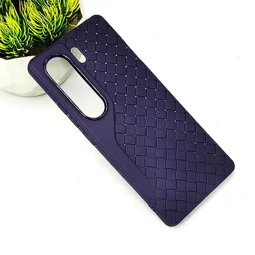 [PO14BTCMN40-52-12] Tecno Camon 40 4G Woven With Leather Feel Soft Silicone Back Case (Purple)