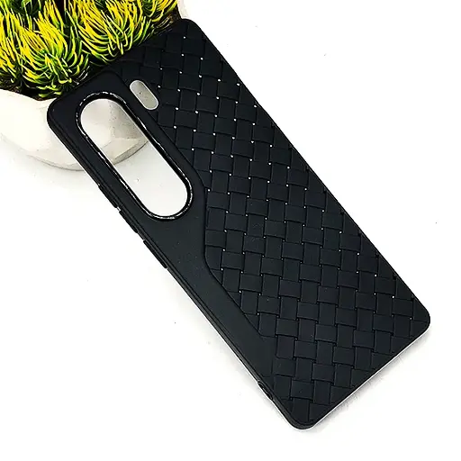 [PO14BTCMN40-52-2] Tecno Camon 40 4G Woven With Leather Feel Soft Silicone Back Case (Black)