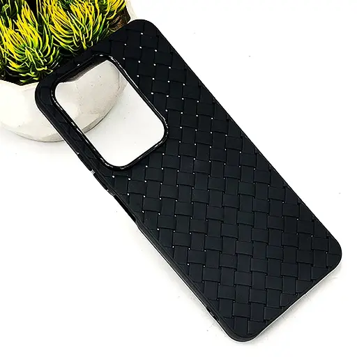 [PO14BVIY29-52-2] Vivo Y29 4G|T4X 5G Woven With Leather Feel Soft Silicone Back Case (Black) 