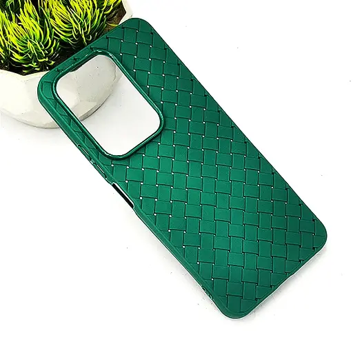 [PO14BVIY29-52-11] Vivo Y29 4G|T4X 5G Woven With Leather Feel Soft Silicone Back Case (Green)