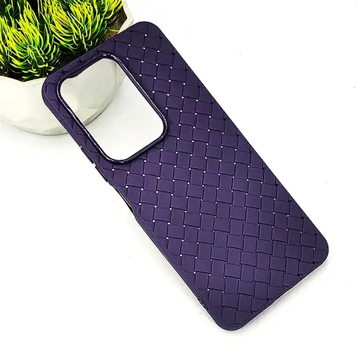 [PO14BVIY29-52-12] Vivo Y29 4G|T4X 5G Woven With Leather Feel Soft Silicone Back Case (Purple)