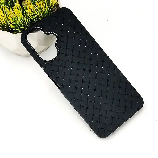 [PO14BISMRT10-52-2] InfiniX Smart 10 & POP 10 & Spark GO 2 Woven With Leather Feel Soft Silicone Back Case (Black)