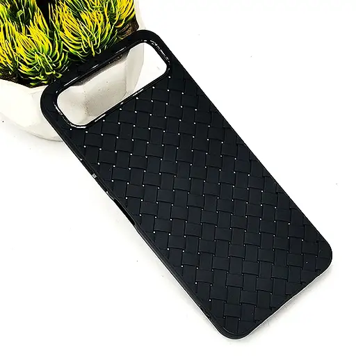 [PO14BISMRT10PL-52-2] InfiniX Smart 10 Plus Woven With Leather Feel Soft Silicone Back Case (Black)