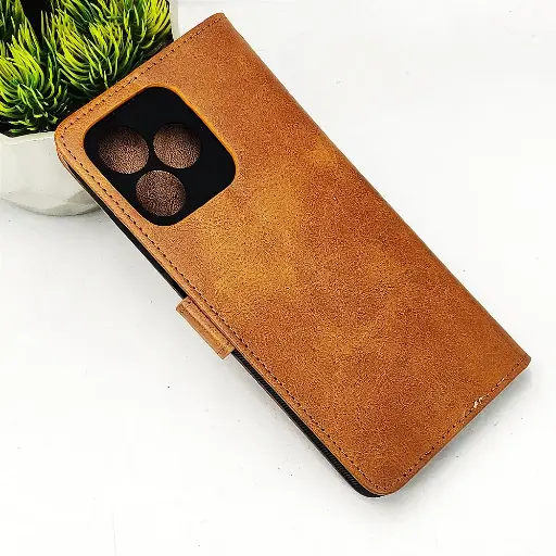 [PO42FBORELMEC51-4-5] Oppo Realme C51|C53|Note 50|Sparx Neo 8 Pro NMT Premium Luxuary Leather Book Case (Golden)