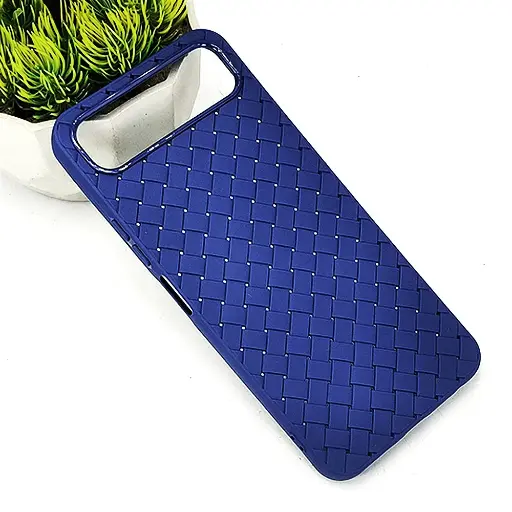 [PO14BISMRT10PL-52-17] InfiniX Smart 10 Plus Woven With Leather Feel Soft Silicone Back Case (Navy Blue)
