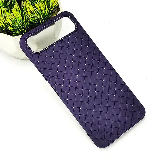[PO14BISMRT10PL-52-12] InfiniX Smart 10 Plus Woven With Leather Feel Soft Silicone Back Case (Purple)