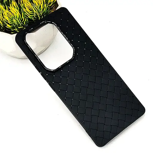 [PO14BINOT50PR-52-2] Infinix Note 50 Pro 4G|Note 50 4G Woven With Leather Feel Soft Silicone Back Case (Black)