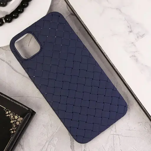 [PO14BIPXIR-52-2] iPhone 11 Woven With Leather Feel Soft Silicone Back Case (BlacK)