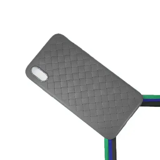 [PO14BIP8X-52-36] iPhone XS|X Woven With Leather Feel Soft Silicone Back Case (Natural Titanium)