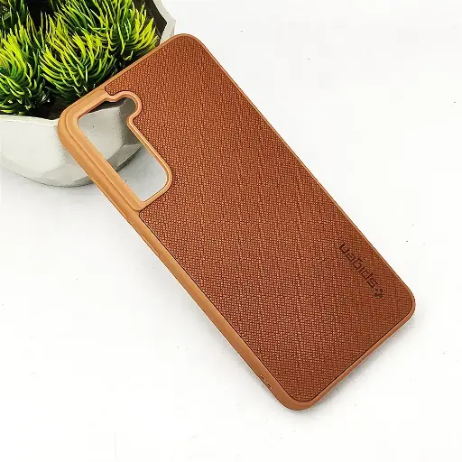 [PO32BSS21-16-13] Samsung Galaxy S21 5G Spigen Hard Dotted Leather Back Case (Brown)