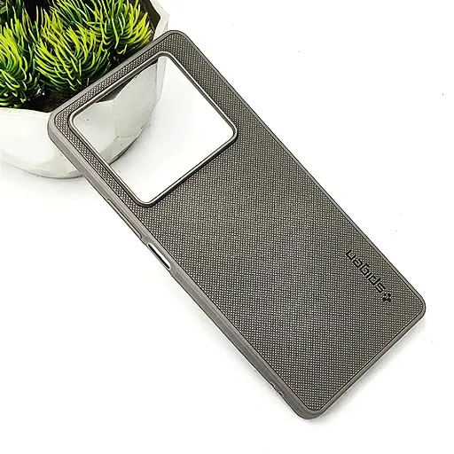 [PO32BINOT40-16-9] Infinix Note 40 4G Spigen Hard Dotted Leather Back Case (Gray)
