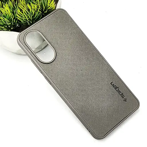 [PO32BOA78-16-9] Oppo A78 4G Spigen Hard Dotted Leather Back Case (Gray)