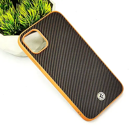 [PO54BIPXIR-4-13] iPhone 11 Spigen Logo 3D Carbon Fiber Texture Back Case (Brown)