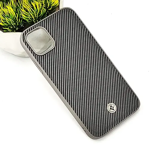 [PO54BIPXIR-4-9] iPhone 11 Spigen Logo 3D Carbon Fiber Texture Back Case (Gray)