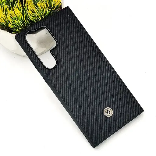 [PO54BSS23U-4-2] Samsung Galaxy S23 Ultra Spigen Logo 3D Carbon Fiber Texture Back Case (Black)