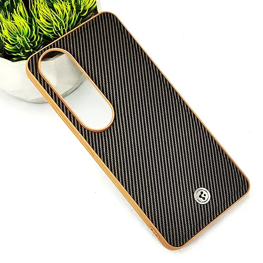 [PO54BVIV50L-4-13] Vivo V50 Lite 4G Spigen Logo 3D Carbon Fiber Texture Back Case (Brown)