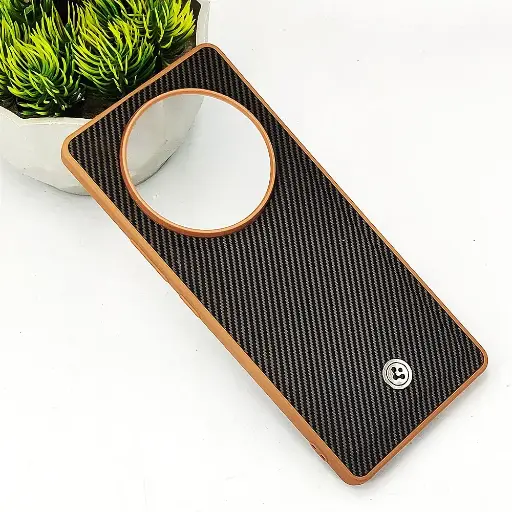 [PO54ORNO12F-4-13] Oppo Reno 12F Logo 3D Carbon Fiber Texture Back Case (Brown)