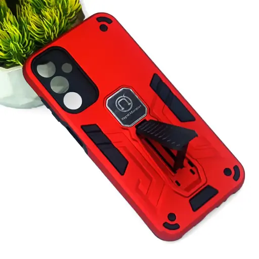 [PO39BSA15-2-4] Samsung A15 Armour With Stand Back Case (Red)