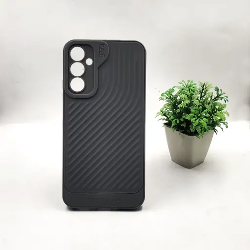 [PO14BSA34-12-9] Samsung A34 GEAR 4 Luxuary Carbon Texture Soft Silicone Back Case (Gray)