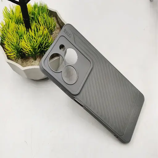 [PO14BIHOT50-12-9] Gray Luxury Carbon Texture Soft Silicone Case Infinix Hot 50 4G