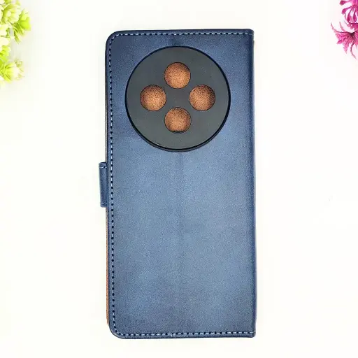 [PO42FBORNO12F-4-17] Oppo Reno 12F 4G|5G NMT Premium Luxuary Leather Book Case (Navy Blue)