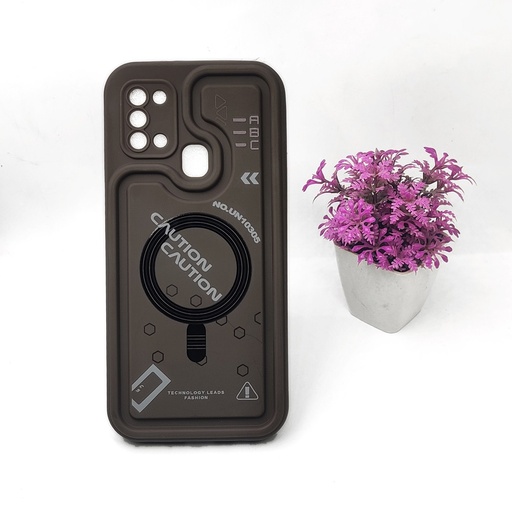 [PO14BSA21S-53-34] Samsung Galaxy A21s Soft Silicone 3D Printed Back Case (Dark Brown)