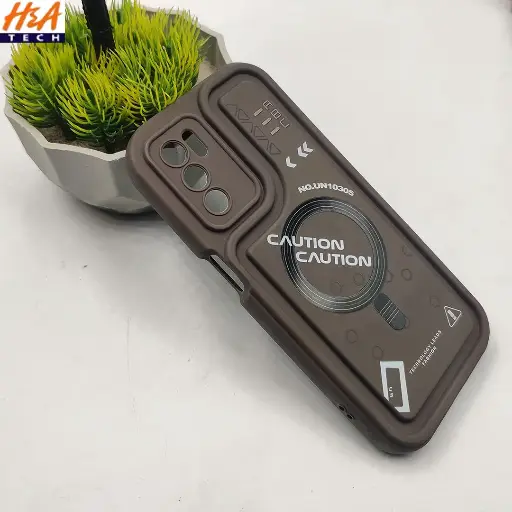 [PO14BOA16-53-34] Oppo A16 Soft Silicone 3D Printed Back Case (Dark Brown)