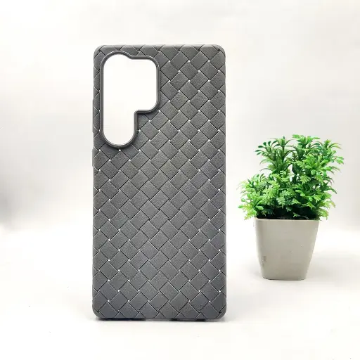 [PO14BSS25U-52-36] Samsung Galaxy S25 Ultra Woven With Leather Feel Soft Silicone Back Case (Natural Titanium) 