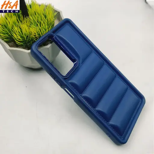 [PO14BOA58-20-17] Navy Blue Solid Puffer Back Case OPPO A58 4G Slim Protective Cover