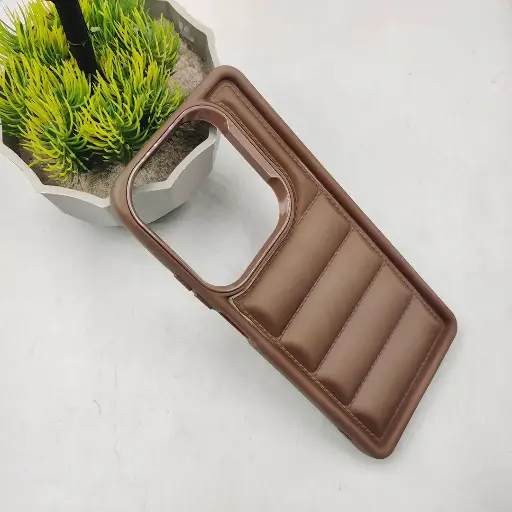 [PO14BIHOT40PR-20-13] Infinix Hot 40 Pro|Hot 40|Tecno Spark 20 Pro 4G New Solid Puffer Back Case (Brown)