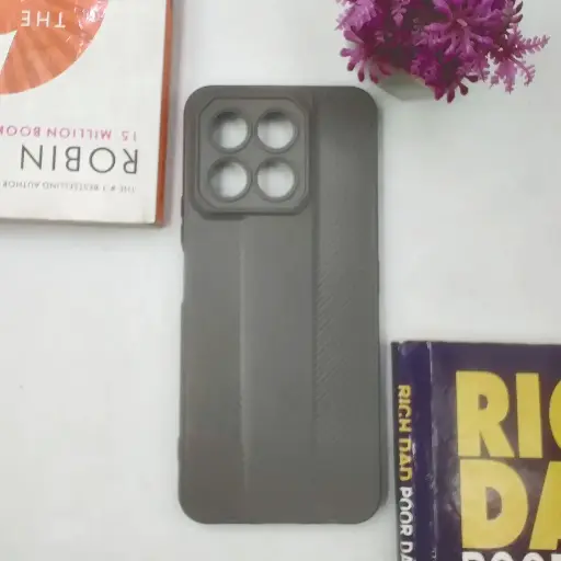 [PO14BHUHNX6C-77-9] Gray Lining Texture Soft Silicone Back Case for Honor X6C | Slim Protective