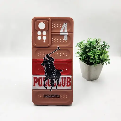 [PO14BMINOT11PR-46-13] Brown Silicone Cooling Mesh 3D‑Print Back Case Xiaomi Redmi Note11 Pro/12 Pro
