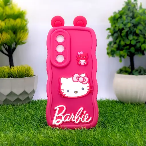 [PO51BITS25-20-10] iTel S25 Soft Silicone Hello Kitty And Barbie Design Mobile Back Case (Pink)
