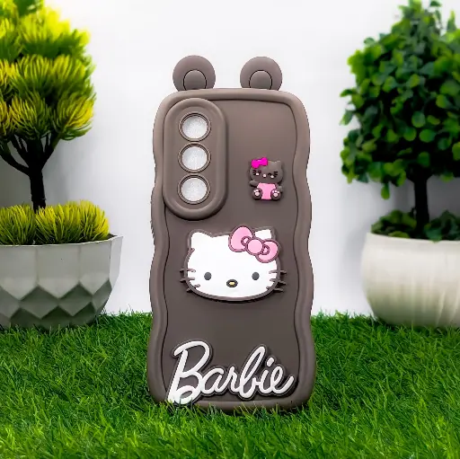 [PO51BITS25-20-34] iTel S25 Soft Silicone Hello Kitty And Barbie Design Mobile Back Case (Dark Brown)