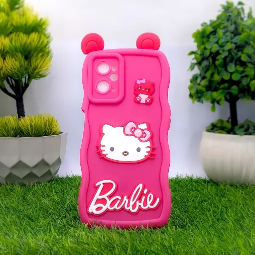 [PO51BOA76-20-10] Oppo A76/A96/Realme 9i Soft Silicone Hello Kitty And Barbie Design Mobile Back Case (Pink)