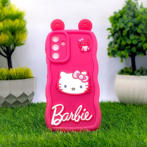[PO51BSA15-20-10] Samsung Galaxy A15 4G | 5G Soft Silicone Hello Kitty And Barbie Design Mobile Back Case (Pink)
